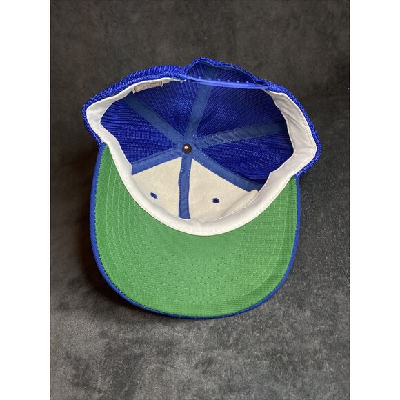 Vintage 80s NFL Los Angeles St Louis Rams Snap Back Trucker Hat Cap Blue/Yellow - Picture 6 of 7